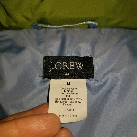 J. Crew Factory Down Puffer Vest- Green - Picture 3 of 4